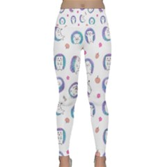 Cute And Funny Purple Hedgehogs On A White Background Lightweight Velour Classic Yoga Leggings