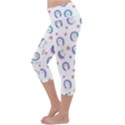 Cute And Funny Purple Hedgehogs On A White Background Lightweight Velour Capri Yoga Leggings View2