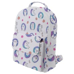 Cute And Funny Purple Hedgehogs On A White Background Flap Pocket Backpack (Small)