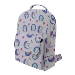 Cute And Funny Purple Hedgehogs On A White Background Flap Pocket Backpack (Large)