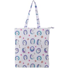 Cute And Funny Purple Hedgehogs On A White Background Double Zip Up Tote Bag