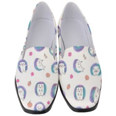 Cute And Funny Purple Hedgehogs On A White Background Women s Classic Loafer Heels