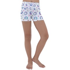 Cute And Funny Purple Hedgehogs On A White Background Kids  Lightweight Velour Yoga Shorts