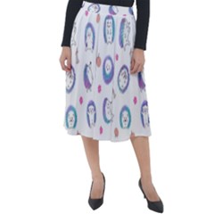Cute And Funny Purple Hedgehogs On A White Background Classic Velour Midi Skirt 