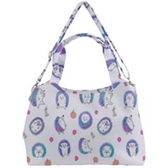 Cute And Funny Purple Hedgehogs On A White Background Double Compartment Shoulder Bag