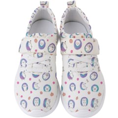 Cute And Funny Purple Hedgehogs On A White Background Men s Velcro Strap Shoes