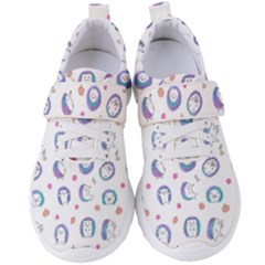 Cute And Funny Purple Hedgehogs On A White Background Women s Velcro Strap Shoes
