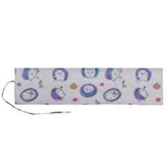 Cute And Funny Purple Hedgehogs On A White Background Roll Up Canvas Pencil Holder (L)