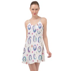 Cute And Funny Purple Hedgehogs On A White Background Summer Time Chiffon Dress