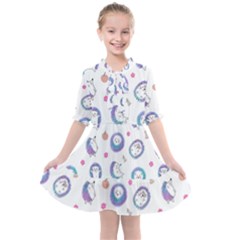 Cute And Funny Purple Hedgehogs On A White Background Kids  All Frills Chiffon Dress