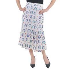 Cute And Funny Purple Hedgehogs On A White Background Midi Mermaid Skirt