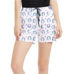Cute And Funny Purple Hedgehogs On A White Background Runner Shorts
