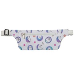Cute And Funny Purple Hedgehogs On A White Background Active Waist Bag