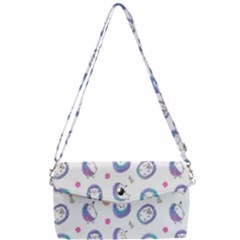 Cute And Funny Purple Hedgehogs On A White Background Removable Strap Clutch Bag