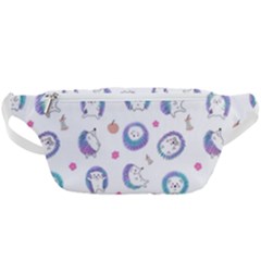 Cute And Funny Purple Hedgehogs On A White Background Waist Bag 