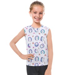 Cute And Funny Purple Hedgehogs On A White Background Kids  Mesh Tank Top
