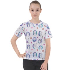 Cute And Funny Purple Hedgehogs On A White Background Women s Sport Raglan Tee