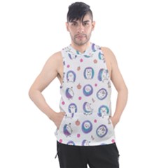 Cute And Funny Purple Hedgehogs On A White Background Men s Sleeveless Hoodie
