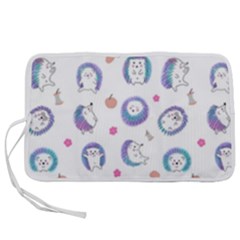 Cute And Funny Purple Hedgehogs On A White Background Pen Storage Case (M)