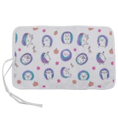 Cute And Funny Purple Hedgehogs On A White Background Pen Storage Case (L)