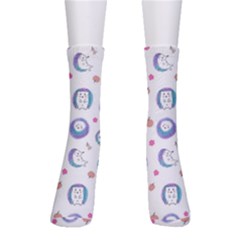 Cute And Funny Purple Hedgehogs On A White Background Men s Crew Socks