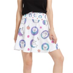 Cute And Funny Purple Hedgehogs On A White Background Waistband Skirt