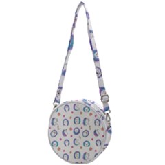 Cute And Funny Purple Hedgehogs On A White Background Crossbody Circle Bag