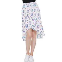 Cute And Funny Purple Hedgehogs On A White Background Frill Hi Low Chiffon Skirt