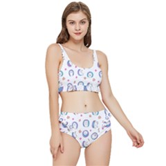 Cute And Funny Purple Hedgehogs On A White Background Frilly Bikini Set