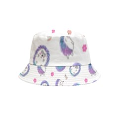Cute And Funny Purple Hedgehogs On A White Background Inside Out Bucket Hat (Kids)