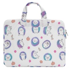 Cute And Funny Purple Hedgehogs On A White Background MacBook Pro Double Pocket Laptop Bag