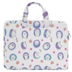 Cute And Funny Purple Hedgehogs On A White Background MacBook Pro Double Pocket Laptop Bag (Large)