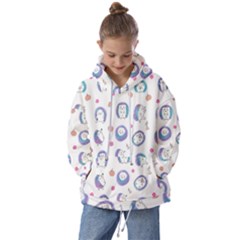 Cute And Funny Purple Hedgehogs On A White Background Kids  Oversized Hoodie by SychEva