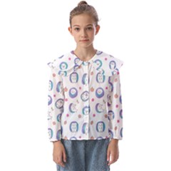 Cute And Funny Purple Hedgehogs On A White Background Kids  Peter Pan Collar Blouse