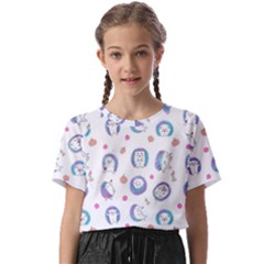 Cute And Funny Purple Hedgehogs On A White Background Kids  Basic Tee