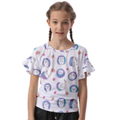 Cute And Funny Purple Hedgehogs On A White Background Kids  Cut Out Flutter Sleeves