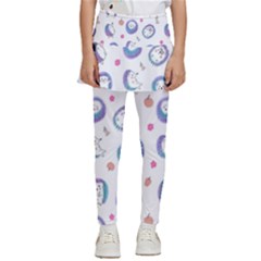 Cute And Funny Purple Hedgehogs On A White Background Kids  Skirted Pants