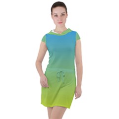 Gradient Blue Green Drawstring Hooded Dress by ddcreations