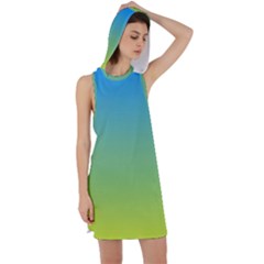 Gradient Blue Green Racer Back Hoodie Dress by ddcreations