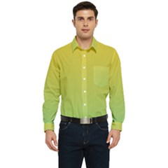 Gradient Yellow Green Men s Long Sleeve Pocket Shirt 