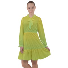 Gradient Yellow Green All Frills Chiffon Dress