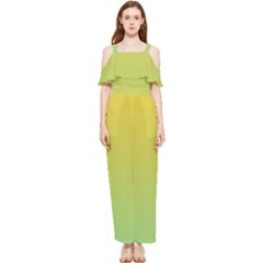 Gradient Yellow Green Draped Sleeveless Chiffon Jumpsuit by ddcreations