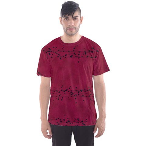 Black Splashes On Red Background Men s Sport Mesh Tee by SychEva