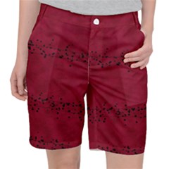 Black Splashes On Red Background Pocket Shorts by SychEva