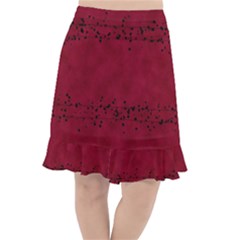 Black Splashes On Red Background Fishtail Chiffon Skirt by SychEva