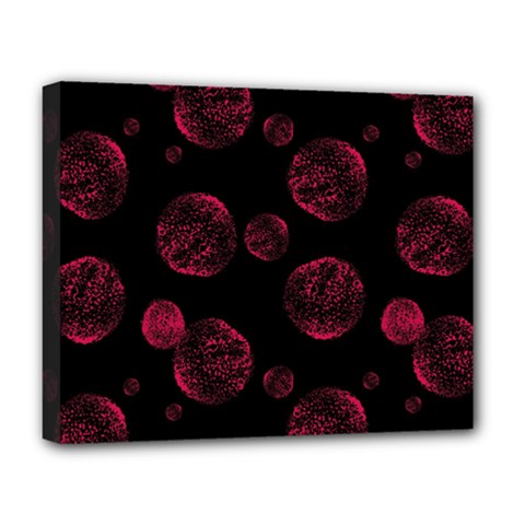 Red Sponge Prints On Black Background Deluxe Canvas 20  X 16  (stretched) by SychEva