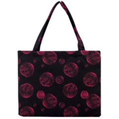 Red Sponge Prints On Black Background Mini Tote Bag by SychEva