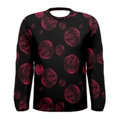 Red Sponge Prints On Black Background Men s Long Sleeve Tee by SychEva