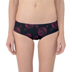 Red Sponge Prints On Black Background Classic Bikini Bottoms by SychEva