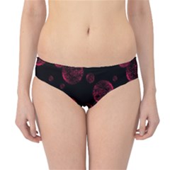 Red Sponge Prints On Black Background Hipster Bikini Bottoms by SychEva